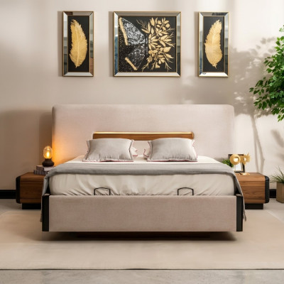 Bed Furniture Design Beds Double Bed Luxury Bedroom Fabric Wood New