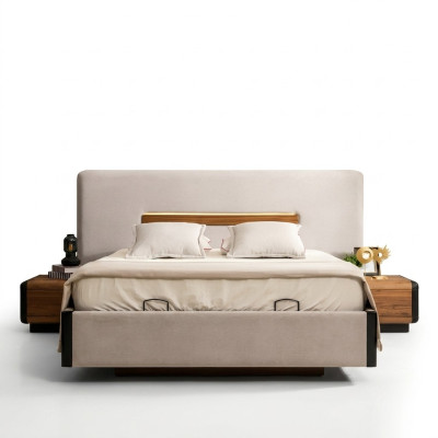 Bed Furniture Design Beds Double Bed Luxury Bedroom Fabric Wood New