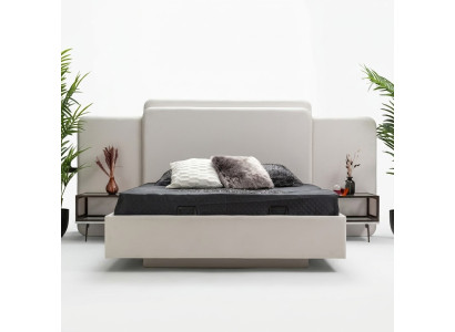 Luxury bedroom bed designer furniture white double bed wooden new