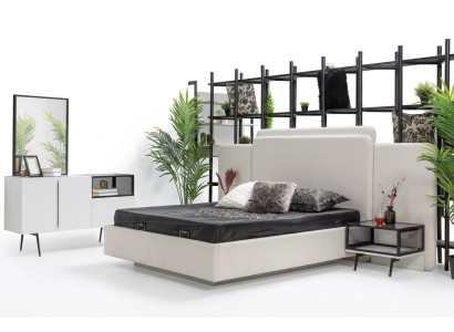 Bedroom bed, 2x nightstands, luxury dresser set design furniture 5-piece set