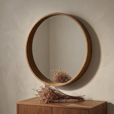 Classic Wooden Wall Mirror Mirror Design Brown Living Room New