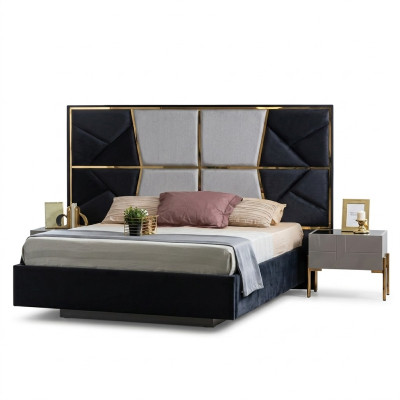 Beautiful sleep set with dark gray tones with golden accents