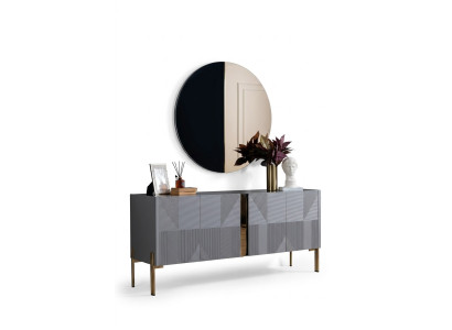Sideboard Mirror Set Italian Style 2 Pieces Living Room Wooden Dresser Cabinet