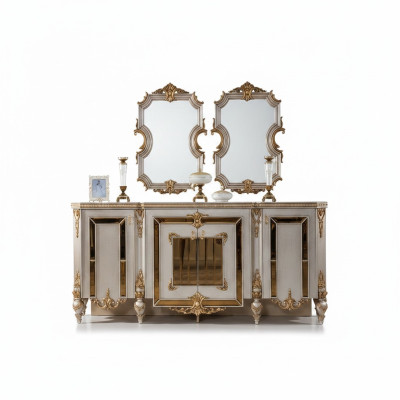 Sideboard Dressers Buffet Furniture Modern Set 2-piece Mirror New