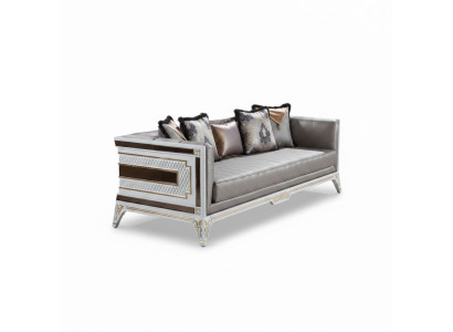 Designer Modern Luxury Sofa 3-Seater Wood Furniture Upholstery Textile Gray New