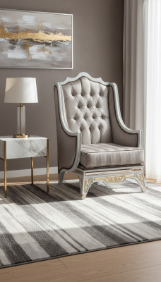 Classic Armchair Luxury Designer Grey Fabric Single Seater Upholstered Armchair New Furniture