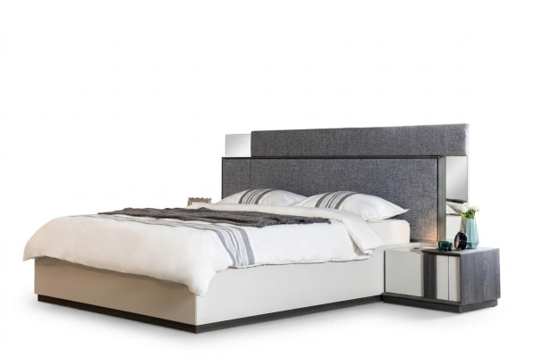 Gray luxury bedroom bed textile furniture bed frame modern wood new