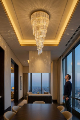 Chandelier Ceiling Pendant Crystal Lustre Golden Living Room Light