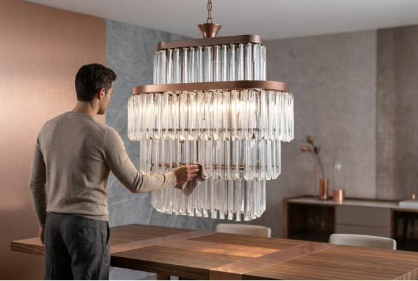 Chandelier living room ceiling luxury design crystal new gray modern