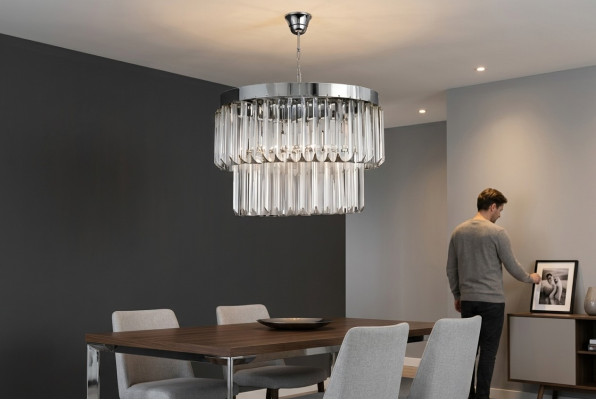Living room chandelier crystal ceiling light new gray modern