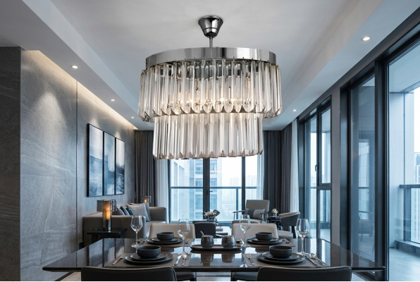 Living room chandelier crystal ceiling light new gray modern