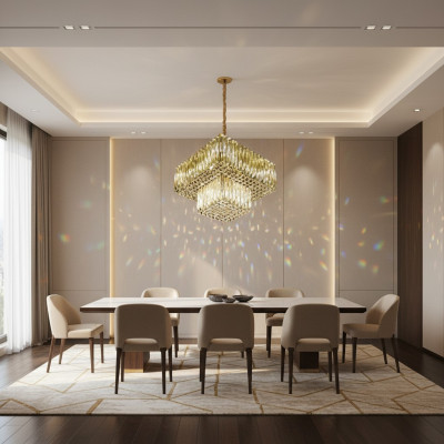 Chandelier ceiling lamp living room gold luxury lighting crystal