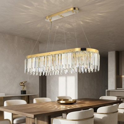 Chandelier Crystal Luxury Gold Pendant Hanging Lamp Light Living Room
