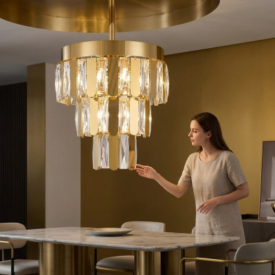 Chandelier Living Room Remote Control New Gold Bedroom Luxury