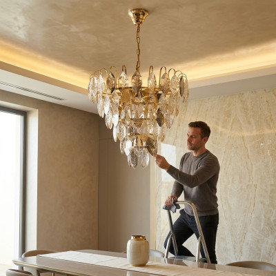 Chandelier gold ceiling lamp light lamps living room 50x58