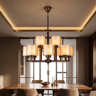 Gold-colored ceiling lamp, beautiful glass chandelier for the living room
