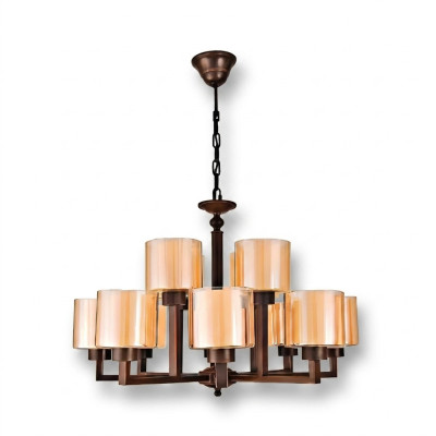 Gold-colored ceiling lamp, beautiful glass chandelier for the living room