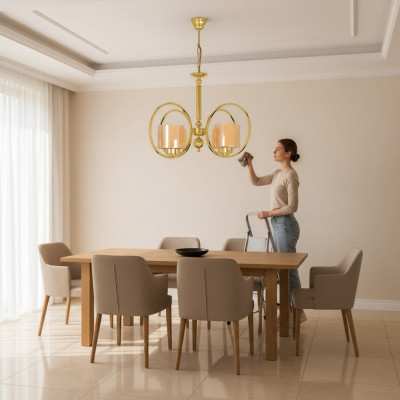 Ceiling lamp in gold colors luxury ceiling chandelier glass living room