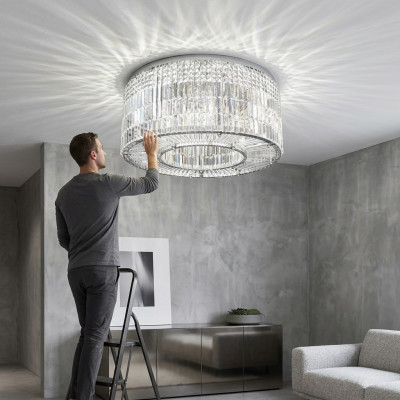 Chandelier Modern Designer 16 Light Pendant Chrome Living Room Crystal