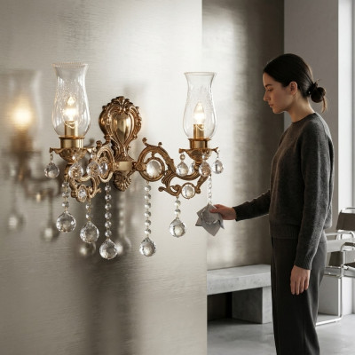 Wall lamp living room luxury gold bedroom modern chandelier crystal