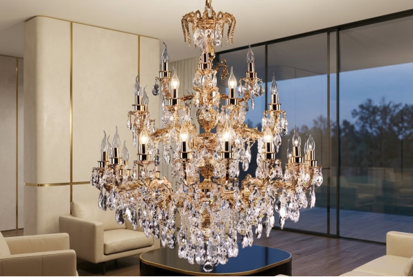 Modern chandelier light classic luxury living room brass crystal
