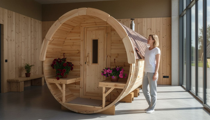 Sauna Barrel Outdoor Garden Sauna 590 x Ø 2.27 m Sauna Barrel Kit