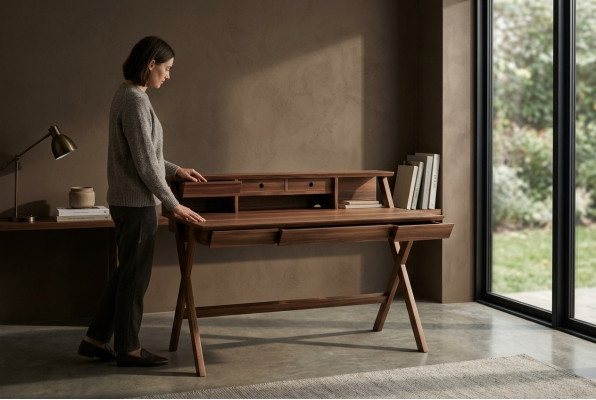 Solid wood desk wooden furniture modern computer table with drawers