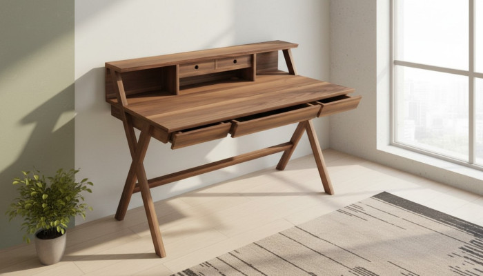 Solid wood desk wooden furniture modern computer table with drawers