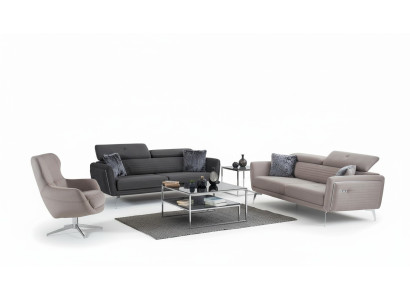 Sofa Set Couch Upholstery Furniture Fabric Sofa Couches 3+3+1 Gray Group