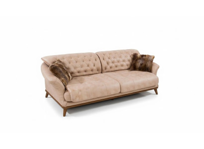 Brown Couch Sofa Living Room Couches Upholstered Furniture Three-Seater 221cm