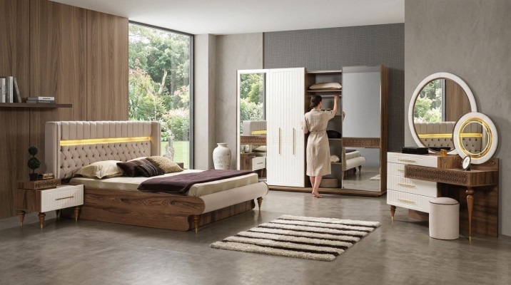 Bedroom set 5-piece design luxury bed Chesterfield complete set