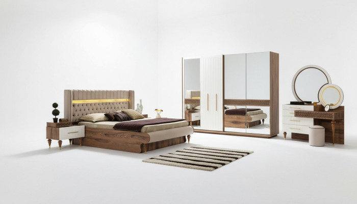 Bedroom set 5-piece design luxury bed Chesterfield complete set