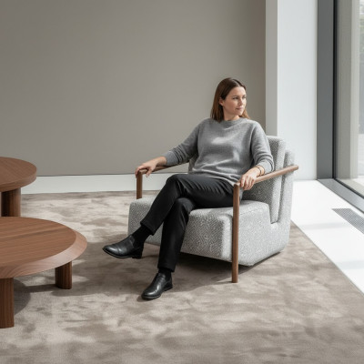 Armchair Grey Living Room Furniture Design Modern Luxury Single-Seater Club Relaxation