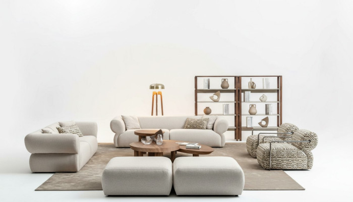 6-piece sofa set living landscape, seat, stool, living room set, modern design