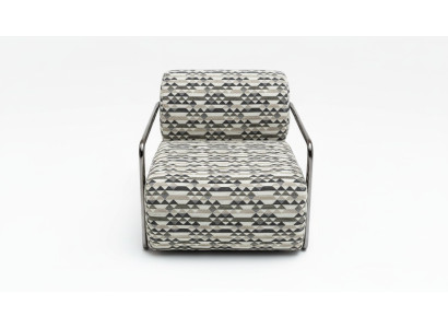 Designer armchair, modern 1-seater, living room luxury upholstery textile furniture.
