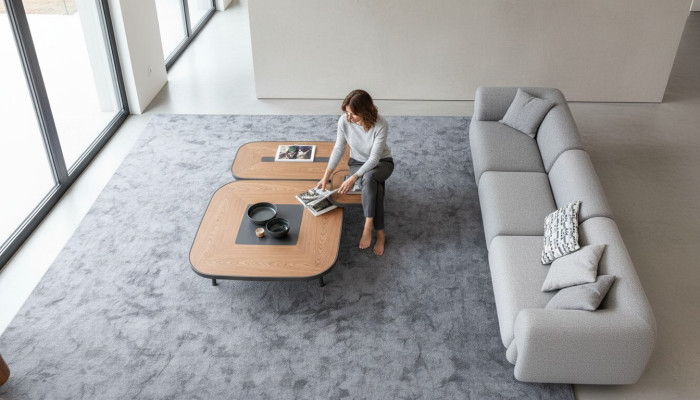 Modern gray five-seater sofa living room furniture upholstered couch style furniture
