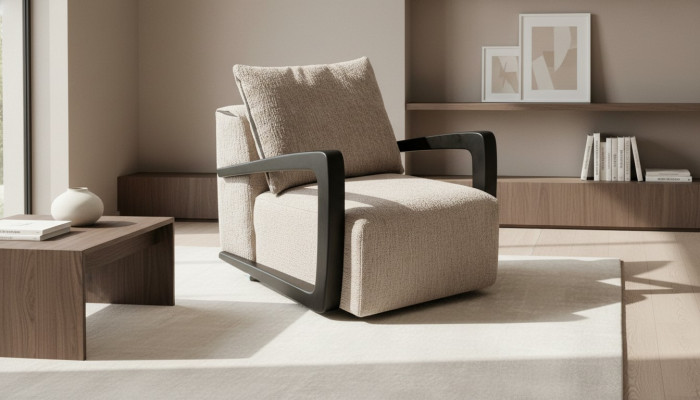Armchair Upholstery 1 Seat Designer Textile Living Room Style Modern New