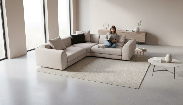 Corner sofa beige L-shape living area corner couch sofa modern couch