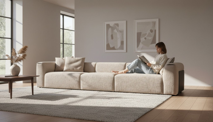 Beige sofa living room upholstered furniture five-seater designer luxury furniture new