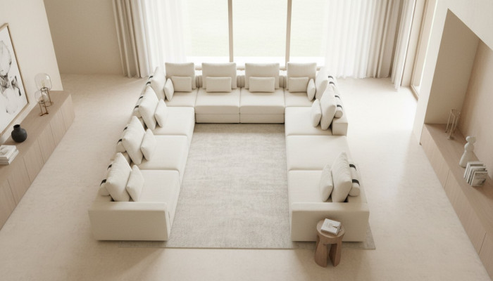 Large U-shaped upholstered sofa living room furniture designer couch living landscape