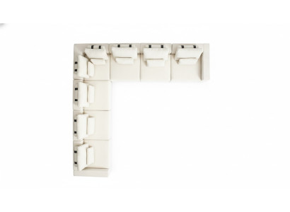 White seating ensemble corner sofa, textile sofas, living room corner set, modern