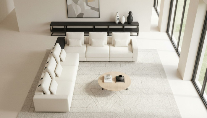 L-shaped white sofa living room combination corner sofa set corner sofa group