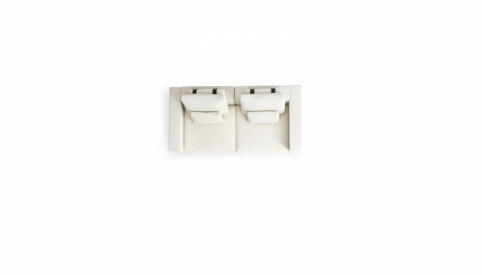 White upholstered sofa modern couch three-seater textile furniture wooden frame new
