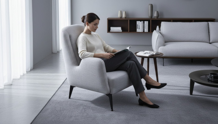Designer gray armchair luxury 1-seater upholstered armchair textile upholstered armchair