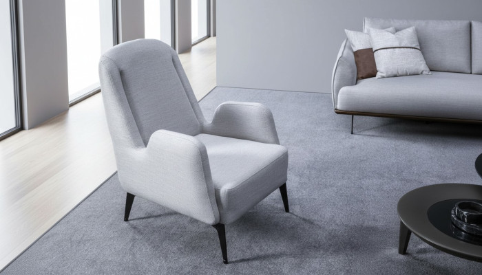 Designer gray armchair luxury 1-seater upholstered armchair textile upholstered armchair
