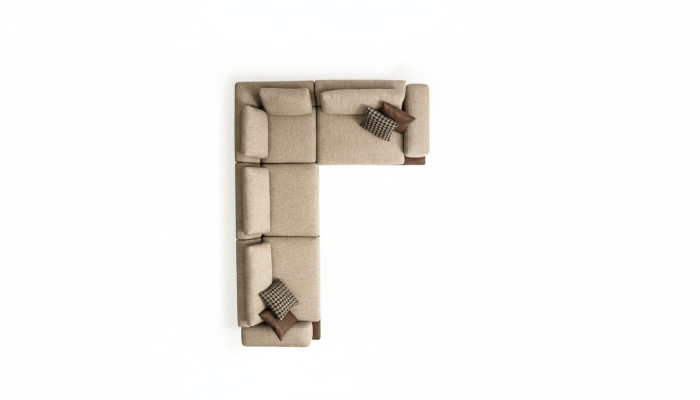Beige corner sofa upholstered sectional L-shaped sofa modern living room couch