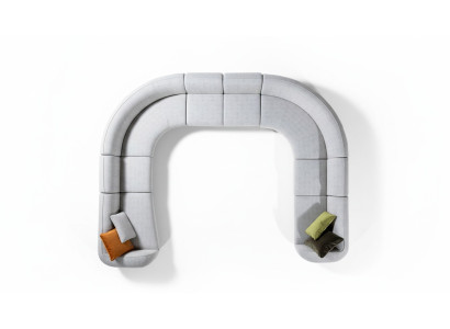 Sofa U-Shape Luxury Living Room Design Modern Textile Living Area Couch