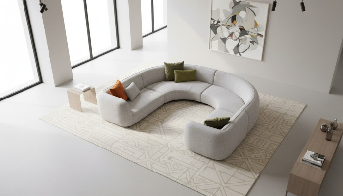 Designer U-shaped corner sofa upholstered living room lounge seating group