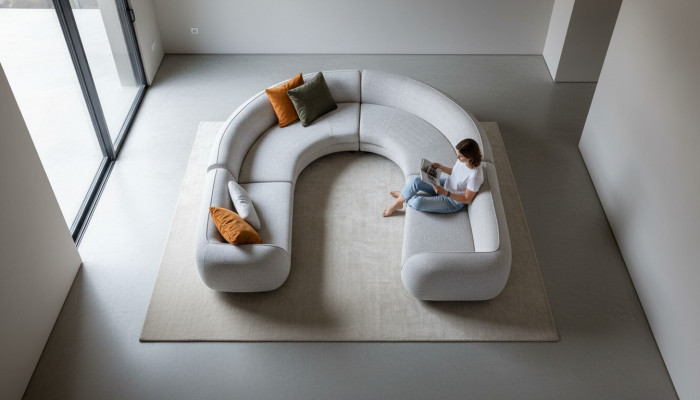 Gray U-shaped corner sofa modern upholstered couch living room sofa designer
