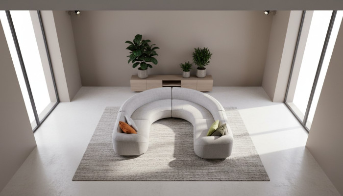 Gray U-shaped corner sofa modern upholstered couch living room sofa designer